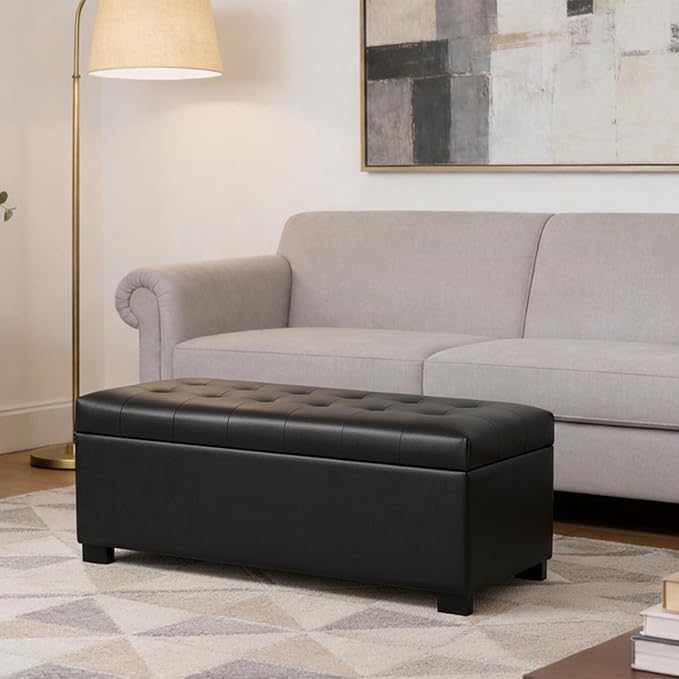 HomePop Large Tufted Storage Bench - Classic Black - Image 4