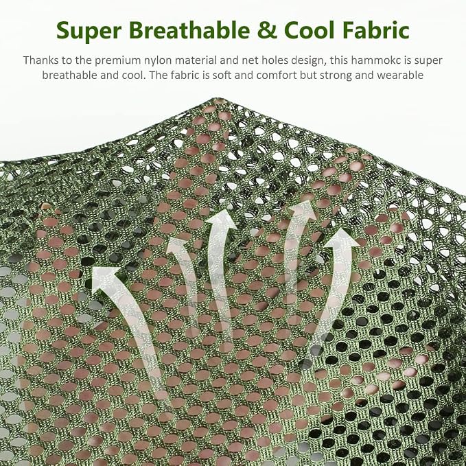 Outerman Camping Hammocks 290 * 150cm(Max 550lb),Breathable Soft Nylon Hammocks with Balance Beam Sturdy Metal Knot Tree Ropes and Travel Bag, Perfect for Outdoor/Indoor Patio Backyard etc. - Image 5
