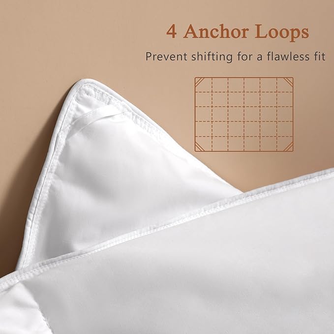 DWR Luxury Queen Size Down Comforter, 50% Real Down Filled, Ultra-Soft Cotton Blend, Medium Weight for All Season, Hotel Style Duvet Insert with Ties (90x90 Inches, White)