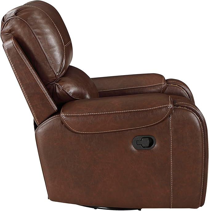 Lexicon Monet Breathable Faux Leather Swivel Glider Reclining Chair, Brown
