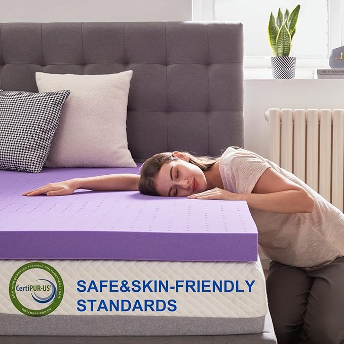 SINWEEK 3.9 Inch Gel Memory Foam Mattress Topper Ventilated Soft Mattress Pad, Bed Topper, CertiPUR-US Certified, Twin XL Size