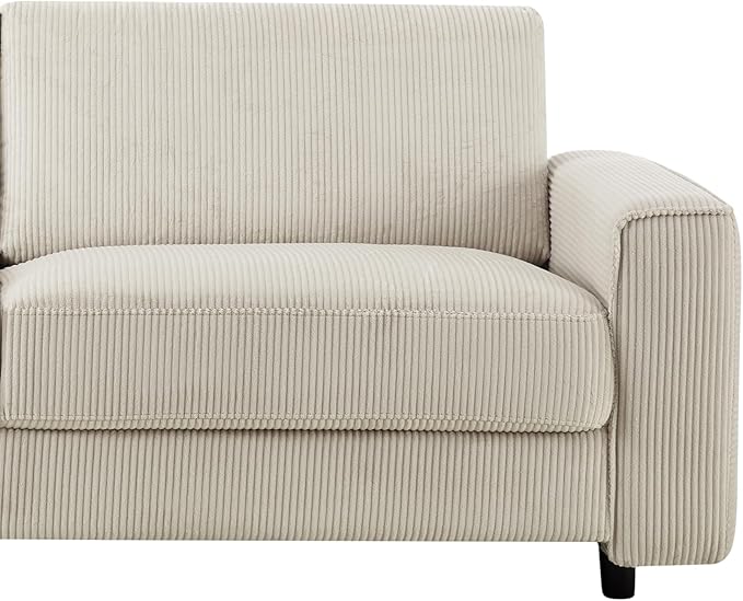 AC Pacific Derek 86" Modern Corduroy Couch for Living Room, Tufted Sofa with Plush Upholstery, High-Density Foam, Sleek Black Legs, Durable Wooden Frame, Sofa, Beige