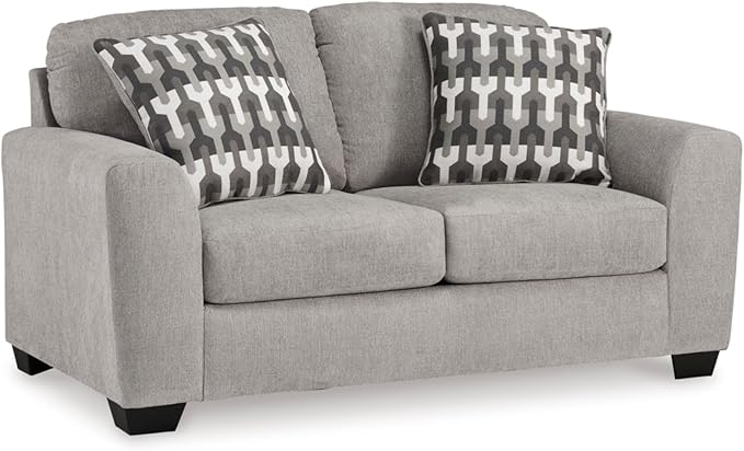 Signature Design by Ashley Avenal Park Casual Loveseat with 2 Toss Pillows, Light Gray