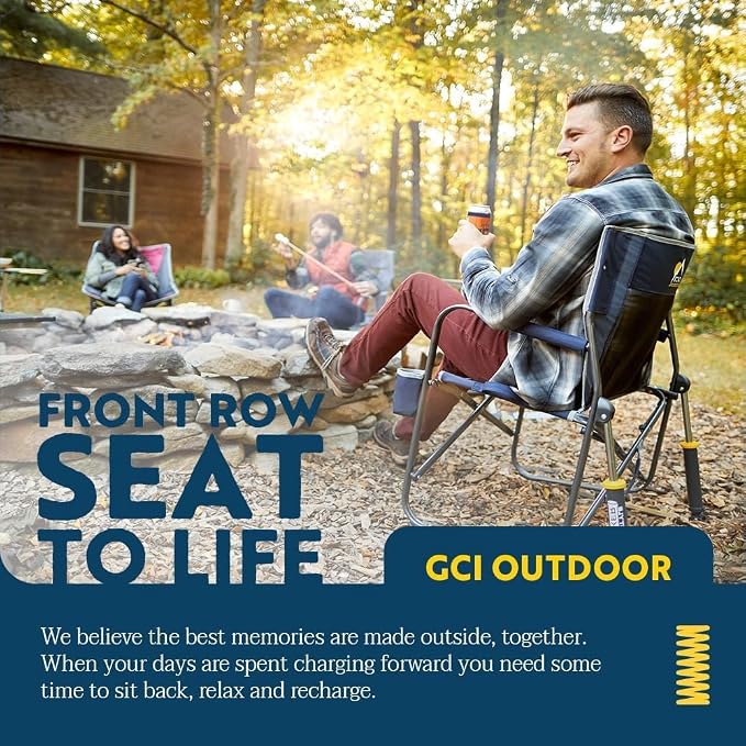 GCI Outdoor Freestyle Rocker Camping Chair | Portable Folding Rocking Chair with Solid, Durable Armrests, Drink Holder & Comfortable Backrest — Cinnamon - Image 7
