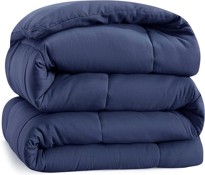 Casa Platino Bed Comforter Duvet Insert Twin Size with 8 Durable Tabs - Super Soft, Comfy & Cozy - All Season Twin Size Down Alternative Bedding Comforters - Box Stitched - 66"x88", Navy Blue