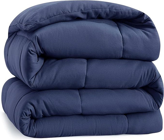 Casa Platino Bed Comforter Duvet Insert Twin Size with 8 Durable Tabs - Super Soft, Comfy & Cozy - All Season Twin Size Down Alternative Bedding Comforters - Box Stitched - 66"x88", Navy Blue