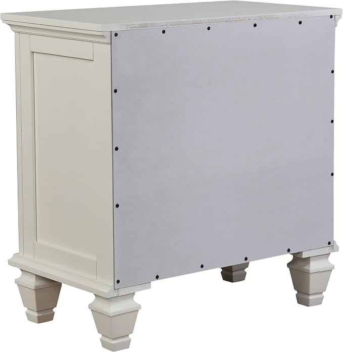 Coaster Home Furnishings - Sandy Beach - Wood - 3-Drawer Nightstand with Pull-Out Service Tray, Felt-Lined Top Drawer and Brushed Nickel Hardware - Bedroom - Cream White - 201302 - Image 7