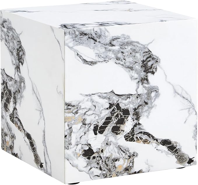 Cube End Table Wood Grain,Modern Side Table for Living Room,Contemporary Nightstand Table Sofa Table for Home,No Assembly