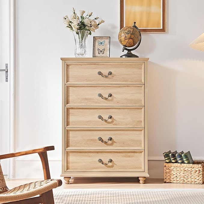 Joaxswe 24" Wide Farmhouse Nightstand with Charging Station Set of 2, 54" 7 Drawers Dresser, 45" Tall Rustic Chests of 5 Drawers, Farmhouse Furniture Series for Bedroom,Wood