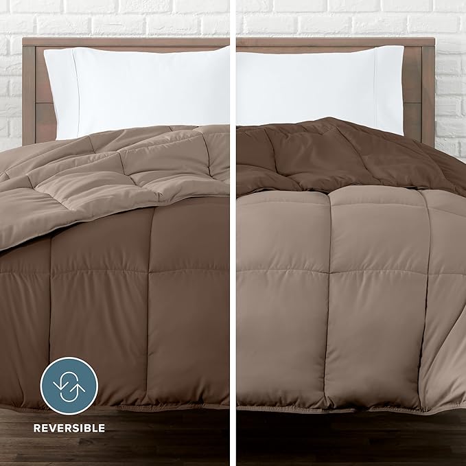 Bare Home California King Comforter - Reversible Colors - Goose Down Alternative - Ultra-Soft - Premium 1800 Series - All Season Warmth - Bedding Comforter (California King, Cocoa/Taupe)