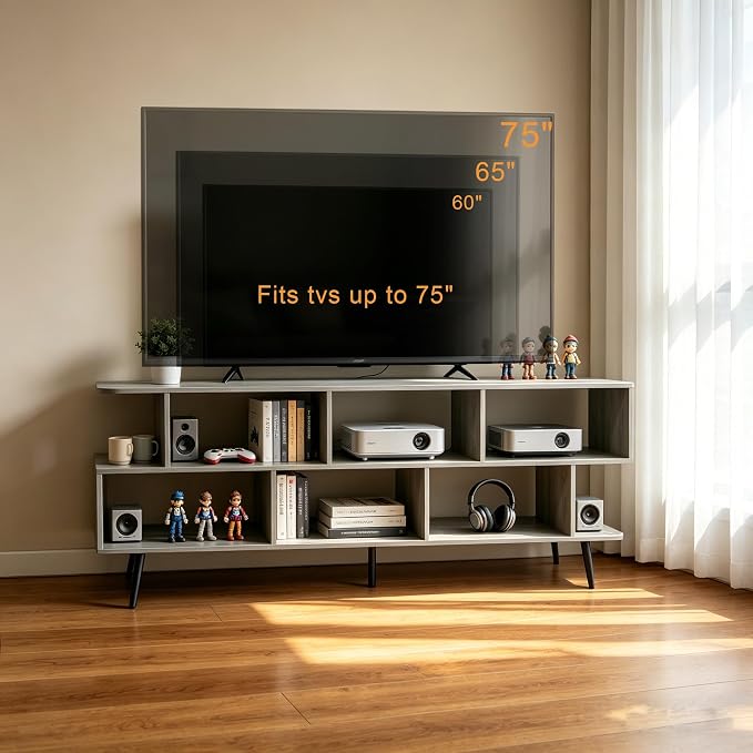 Lightdot 65" TV Stand Fits TVs Up to 75 Inch, Modern Entertainment Center with Power Outlet & Open Storage Shelves, Sofa Cabinet Media Console, Easy Assembly TV Table for Living Room,Bedroom - Image 4