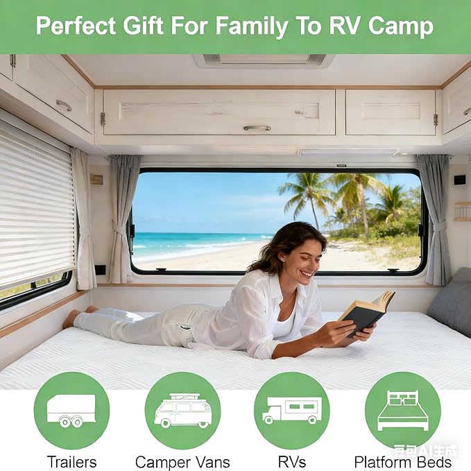 Vipbear Short King Mattress 10 Inch, Memory Foam RV Camper/Truck/Trailer Mattresses in a Box with Cooling Gel, Firm-Mattress for Back Pain Relief, Pressure Relief with Fiberglass-Free Cover, 75"x72"