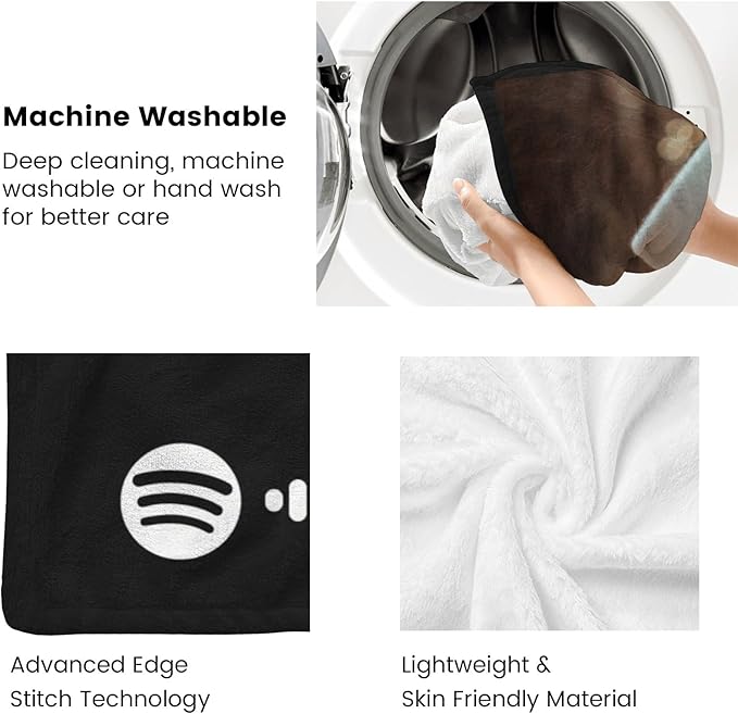 Printwoo Personalized Spotify Code Music Blanket Custom Blanket with Picture Text Customized Blankets Thows Photo Blankets Customize Gifts for Mom Dad Couple Girlfriend Boyfriend Wife Husband