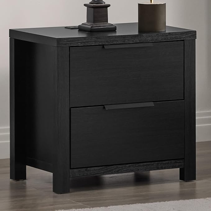 KISLOT 3 Pieces Bedroom Set, Queen Size Wood Platform Bed Frame and 2 Nightstands, Storage Nightstand with Type-C Charging Port, Farmhouse Bedroom Furniture Set