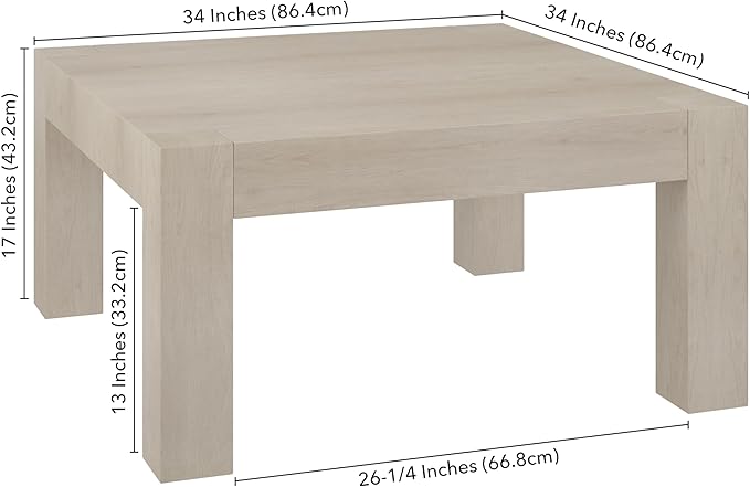 Henn&Hart Langston Coffee Table, 34" Wide, White