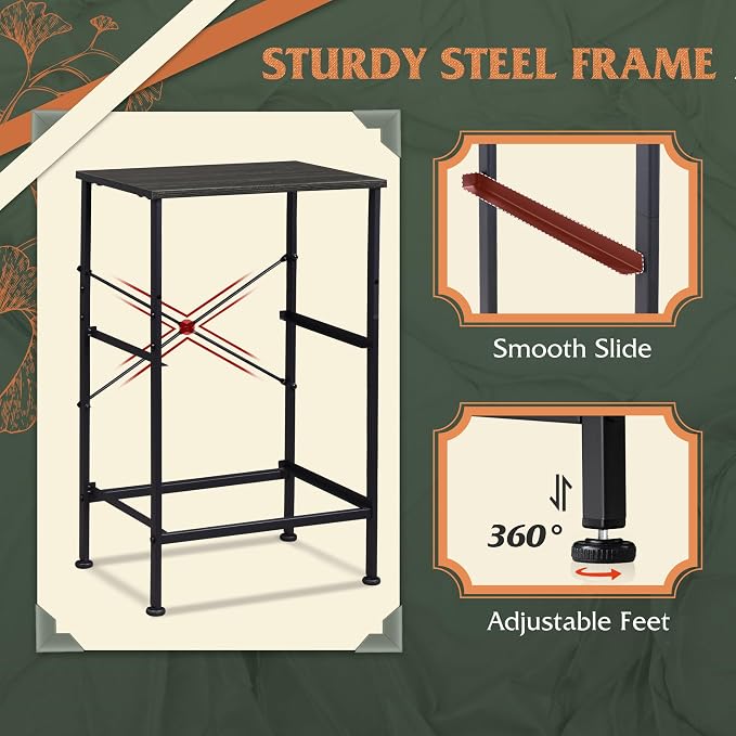 WLIVE Nightstand, Nightstand with 2 Drawers, Bedside Furniture, Night Stand, Small Dresser for Bedroom, College Dorm, End Table with Fabric Bins, Dormitory, Charcoal Black Wood Grain Print - Image 7