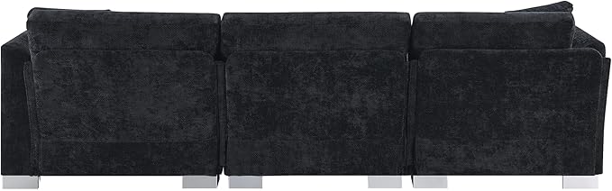 Deep Seat Oversized L Shaped Modular Sectional Sofa with Extra Wide Chaise, 4 Seater Cloud Lounge Sofa Corner Couch with Metal Legs and Detachable Cushions for Living Room Apartment, Chenille Fabric