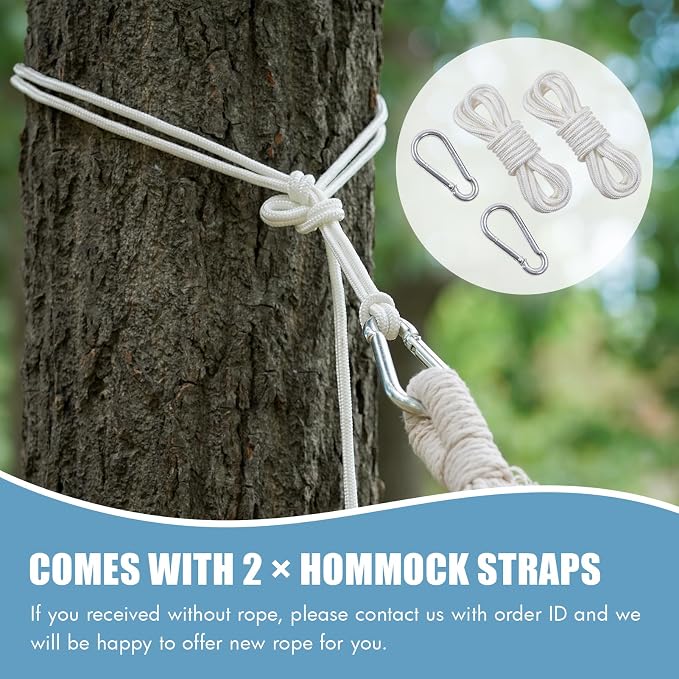 INNO STAGE Brazilian Hammock with Tree Straps - Cotton Hammocks Portable Hammock with Carry Bag for Backyard, Porch, Outdoor and Indoor Use - Image 4