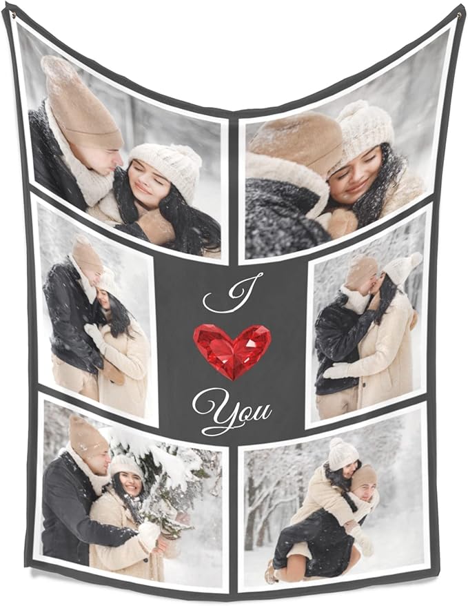 inkArts I Love You Gifts for Couples, Custom Blanket with Photos, Personalized Blankets with Pictures, Photo Blankets Using My Own Photos, Personalised Gifts for Christmas