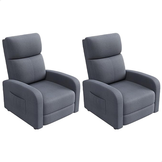 Garvee Recliner Chair for Adults Set of 2 PU Leather Lazy Recliner Ergonomic Adjustable Single Sofa Enhanced with Side Pocket, Tall Back, Wide Arms & Padded Seat, Home Theater Seating for Living Room