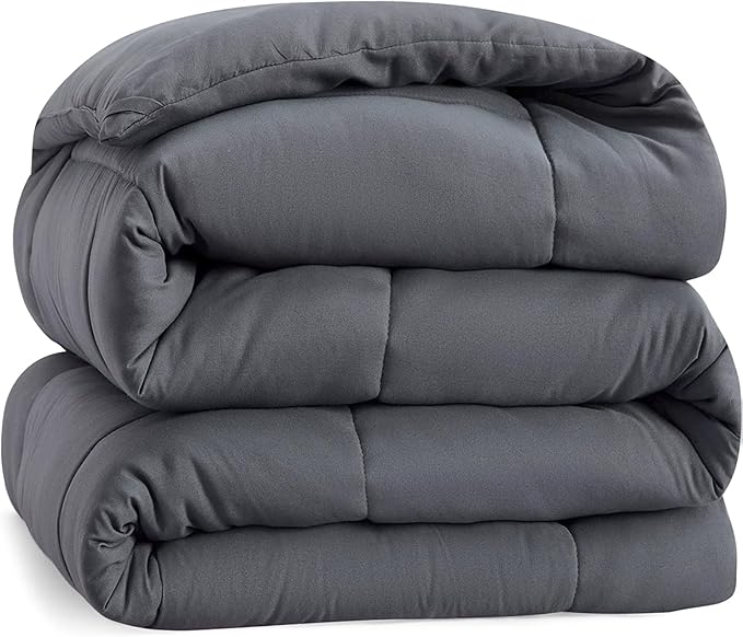 Casa Platino Gray Comforters Twin XL Size - Super Soft Duvet Insert with 8 Durable Tabs - Comfy & Cozy All Season Twin XL Size Quilted Bedding Comforter - Premium Down Alternative Fill - 66"x88", Gray