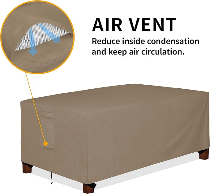 Easy-Going 600D Heavy Duty Rectangular Table Cover UV Resistant and Waterproof Outdoor Lawn Patio Furniture Cover (84" Lx44 Wx23 H, Camel) - Image 5