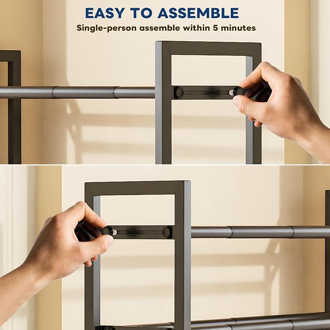 Mavivegue 19“- 43” Adjustable Shoe Rack, 3 Adjustable Length, 3 Tier Expandable Shoe Rack for Closet, Entryway, Shoe Shelf, Black - Image 5