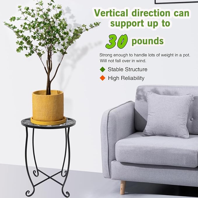 Small Side Tables for Small Space, 2 Pack Metal Outdoor Indoor Side Table, Weather Resistant Mini Metal Round Side Table Pool Chair Side Table for Patio Yard Porch Balcony Garden Bedside, Black - Image 5