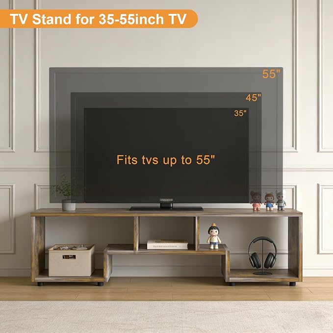 Lightdot TV Stand for TVs up to 55'', Modern Entertainment Center with Storage Open Shelf Large capacity for collection, Media Table TV Console for Living Room/Bedroom/Sofa Cabinet,Easy Assembly-Amber - Image 3