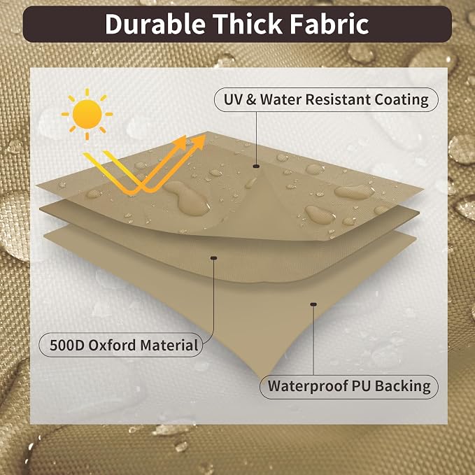PureFit Outdoor Sectional Sofa Cover Waterproof Curved Patio Furniture Covers for Deck, Lawn and Backyard, 120Lx36Dx38Hx82FL, Camel - Image 3