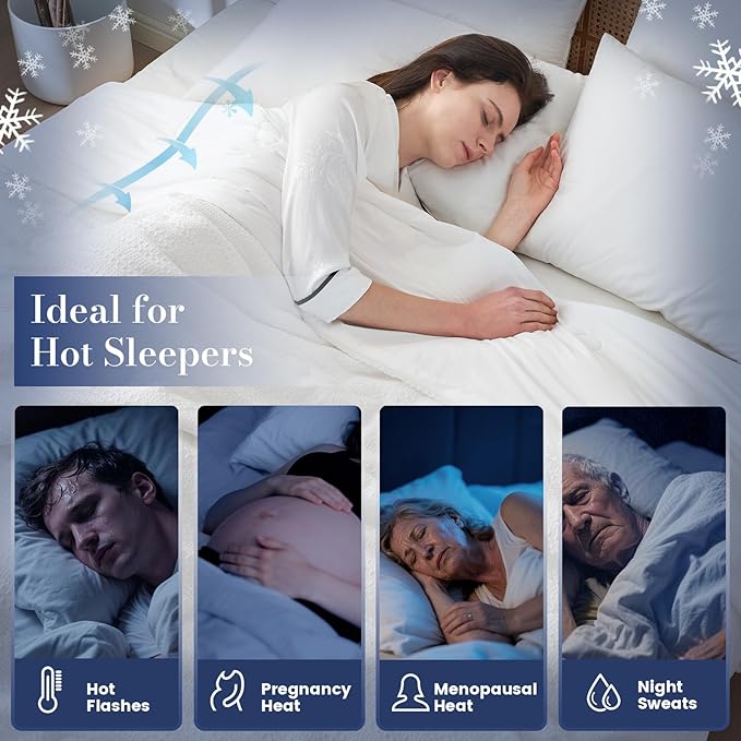 Amélie Home Waffle Cooling Comforter Queen Size, Q-Max 0.45 Reversible Lightweight Cooling Blanket for Hot Sleepers, Breathable Bedding for Night Sweats, 90"x90", White
