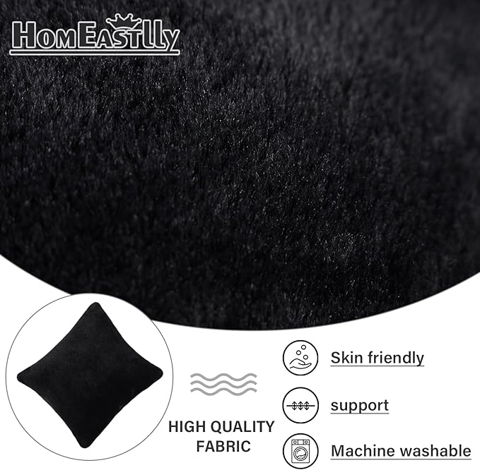 Lazy Chair with Ottoman, Large Black Accent Chair with Ottoman and FA Throw Pillow, Comfy Plush Reading Chair for Living Room Bedroom Dorm Room Office Apartment Relaxing Use