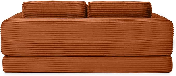 Foldable Boneless Love Seat Couches in a Box, Modern Floor Foam Sleeper Sofa Bed 2-in-1 Convertible Cloud Sofa for Home Apartments Bedroom