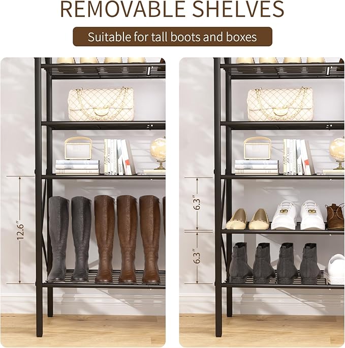 8 Tiers Tall Shoe Rack Organizer, Large Capacity Shoe Rack Holds 32 Pairs of Shoes, Durable and Stable, Adjustable Metal Shelf Stackable Shoe Shelf for Entryway, Hallway, Living Room, Closet - Image 7