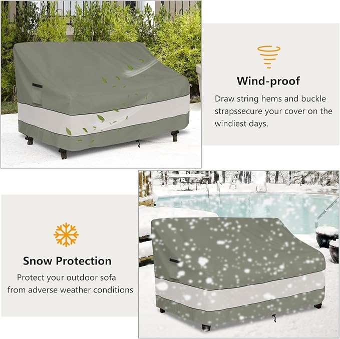 Outdoor Sofa Cover,Patio Loveseat Cover,3-Seater Bench Cover,Waterproof Heavy Duty Patio Furniture Covers,79" W x 38" D x 35" H Inches Grey Green - Image 6