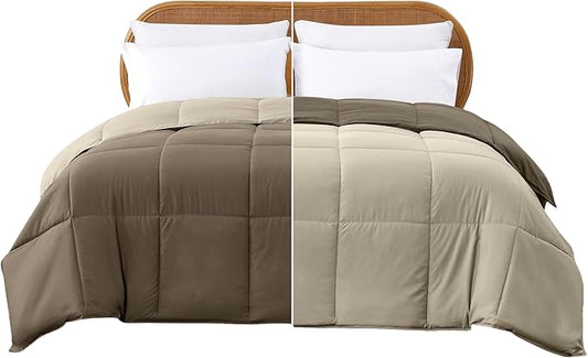 Modern Threads Down Alternative Reversible Comforter Taupe/Champagne Queen