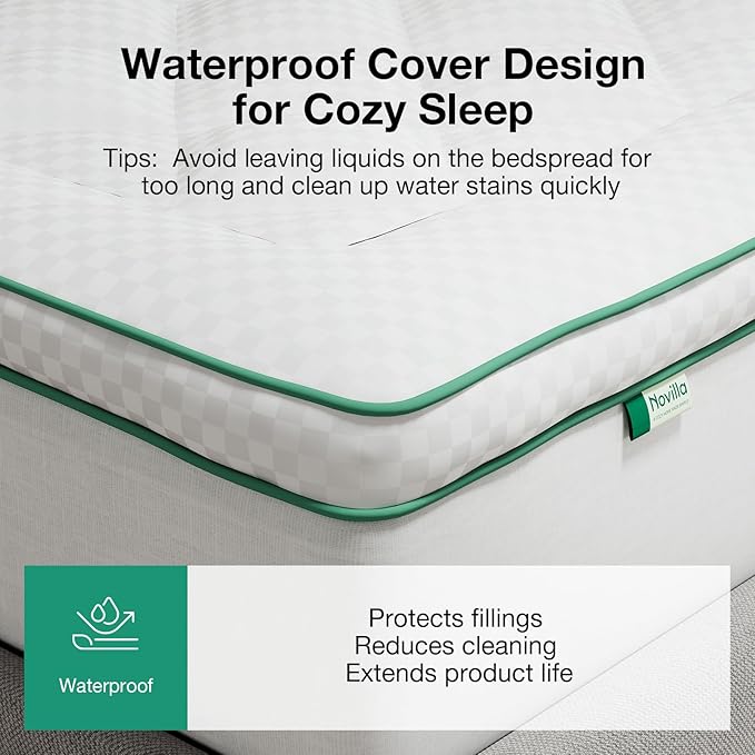 Novilla King Mattress Topper, Extra Thick Pillow Top Mattress Pad, Down Alternative Fill Breathable Cotton Cover, 8-21" Deep Pocket Soft Bed Topper for Back Pain Relief
