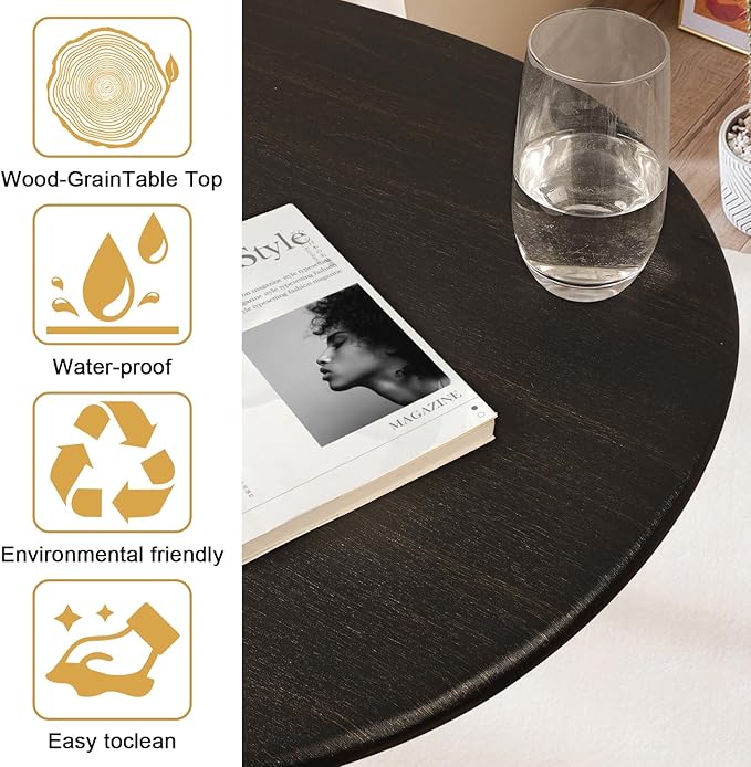 Coffee Table Modern Oval Coffee Tables Retro Center Table for Small Space Mid Century Rustic Accent Table for Living Room Home Office, Easy Assembly 22" D x 43" W x 18" H