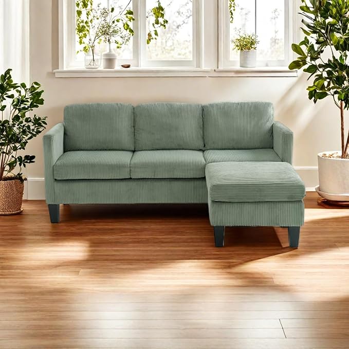 L Shaped Couch, Sectional Couches for Living Room, Convertible Sleeper Sofa Bed with Reversible Chaise, Lounge Sectional Couch for Apartment and Small Spaces, Olive Green
