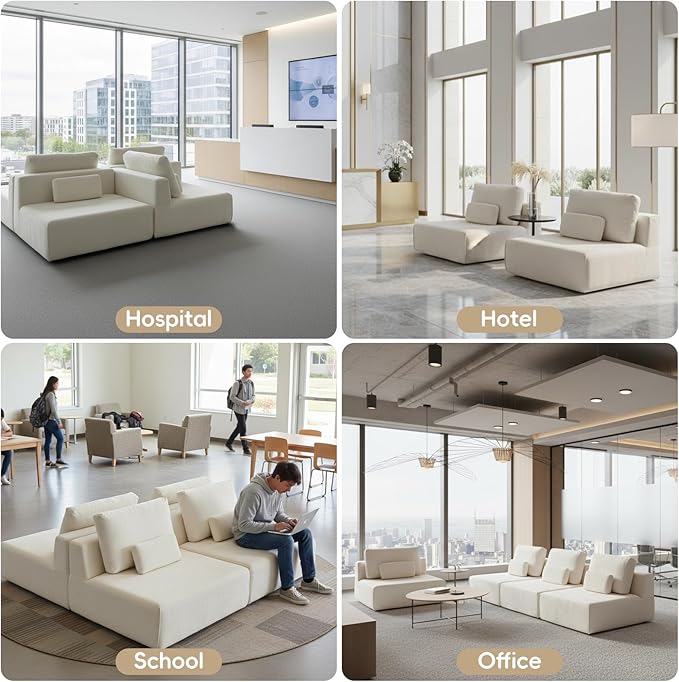 Modular Sectional Sofa, 3-Piece Beige Plush Velvet Couch Loveseat, No-Assembly Compressed Deep-Seat 3-Seat for Living Rooms Apartments Family Spaces