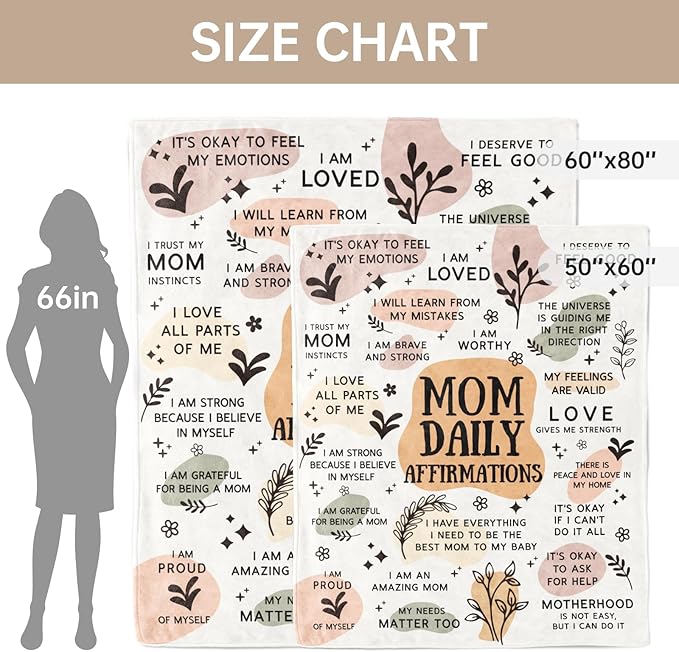 BaubleDazz First Mothers Day New Mom Gifts Blanket, Mama Daily Affirmations, Postpartum Pregnancy Gift for First Time Moms, Mommy to Be, Mama, New Mom Essentials, Birthday Gifts for Moms(80" x 60")