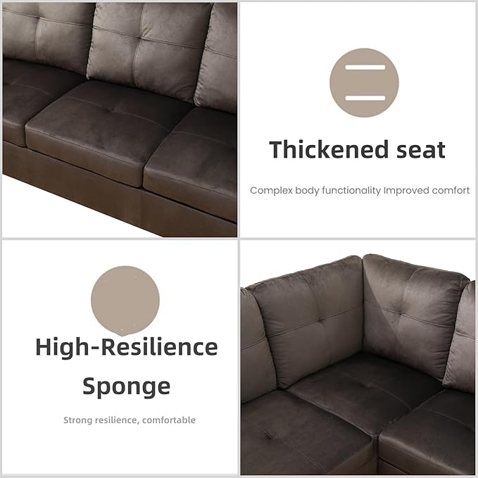 FONTOI L Shaped Sectional Couches for Living Room, Modern Modular Sectional Sofa with Ottoman Storage, Comfy L Shaped Couch with Chaise for Bedroom Apartment Furniture, Coffee