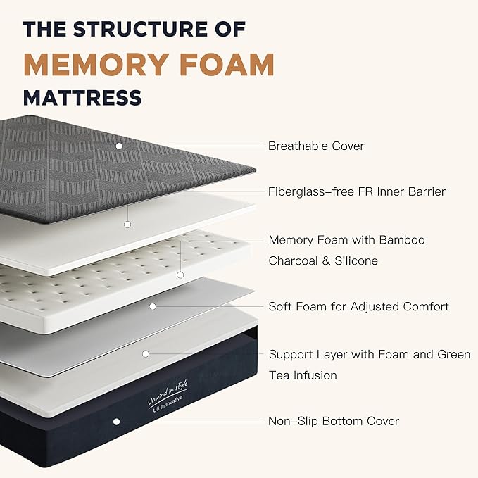10 Inch Gel Memory Foam Mattress Twin Size, Medium Firm Pressure Relief, CertiPUR-US Certified, with Removable Washable Cover, Mattress in a Box