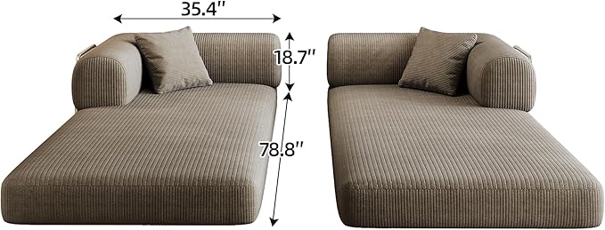 JINGLING 79" Queen Sleeper Sofa Bed with Memory Foam, Compressed Couch in a Box, Foldable Convertible Small Couches for Small Spaces Bedroom Game Room, Corduroy Fabric, Camel