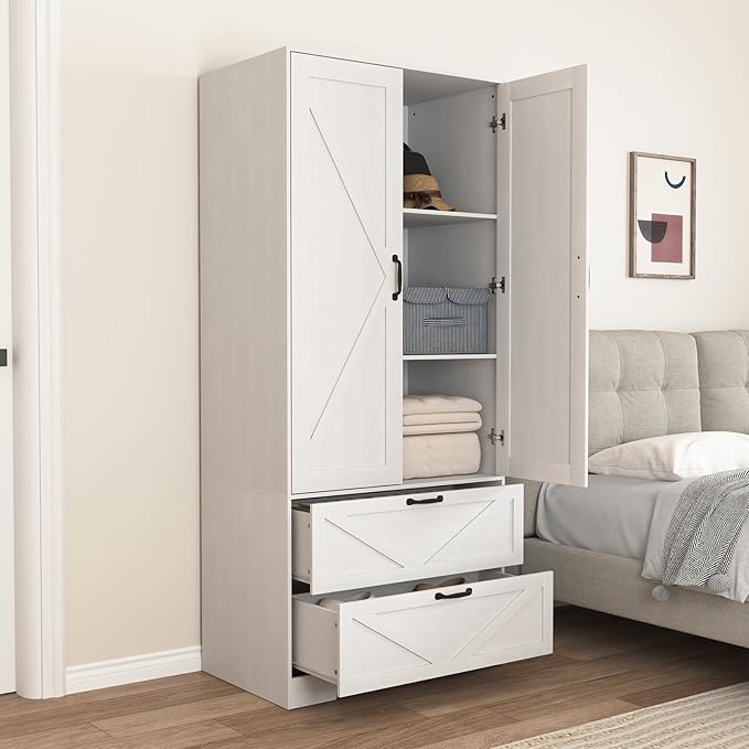 Armoire Wardrobe Closet (White-2 Door)