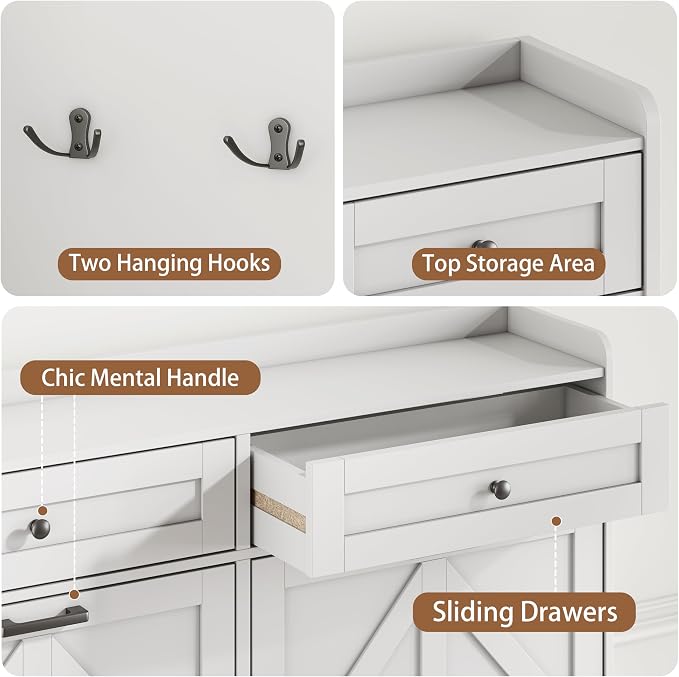 Shoe Cabinet with 6 Flip Drawers & 2 Top Drawers, 57" Tall Freestanding Narrow Wooden Shoe Storage Organizer for Entryway, Hidden Slim Shoe Rack for Front Door Entrance, Hallway, Living Room, White - Image 6
