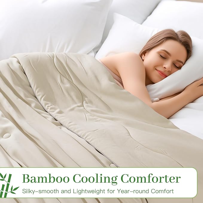 NEXHOME PRO 100% Viscose Derived from Bamboo Comforter Twin Size - Cooling & Moisture-Wicking Bedding Blanket - All Season Lightweight Design - Natural Organic Twin Duvet Insert