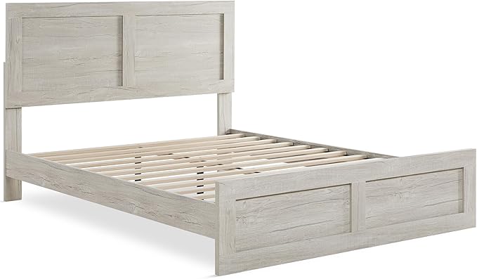 KISLOT 3 Pieces Bedroom Set, Wood Bed Frame with Upholstered Headboard & 2 Nightstands with Storage, Wooden Platform Mattress Foundation Farmhouse Bedroom Furniture Set