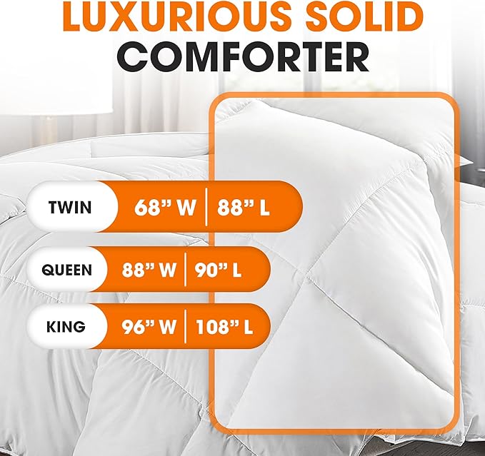 Cheer Collection Down Alternative Comforter - Ultra-Soft & Cozy Twin Size Duvet Insert, Lightweight Down Comforter for All-Season Warmth, Plush Bedding Twin Comforter, White