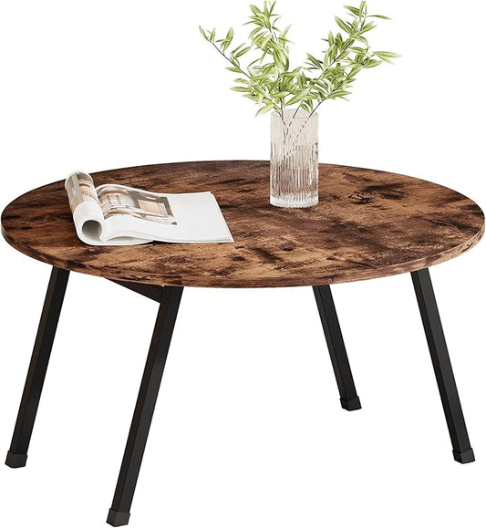 Folding Coffee Table Rustic Small Coffee Tables,Foldable Round Table for Small Spaces,Mid Century Wood Coffee Table for Living Room, Home, Office,Easy Assembly,Brown